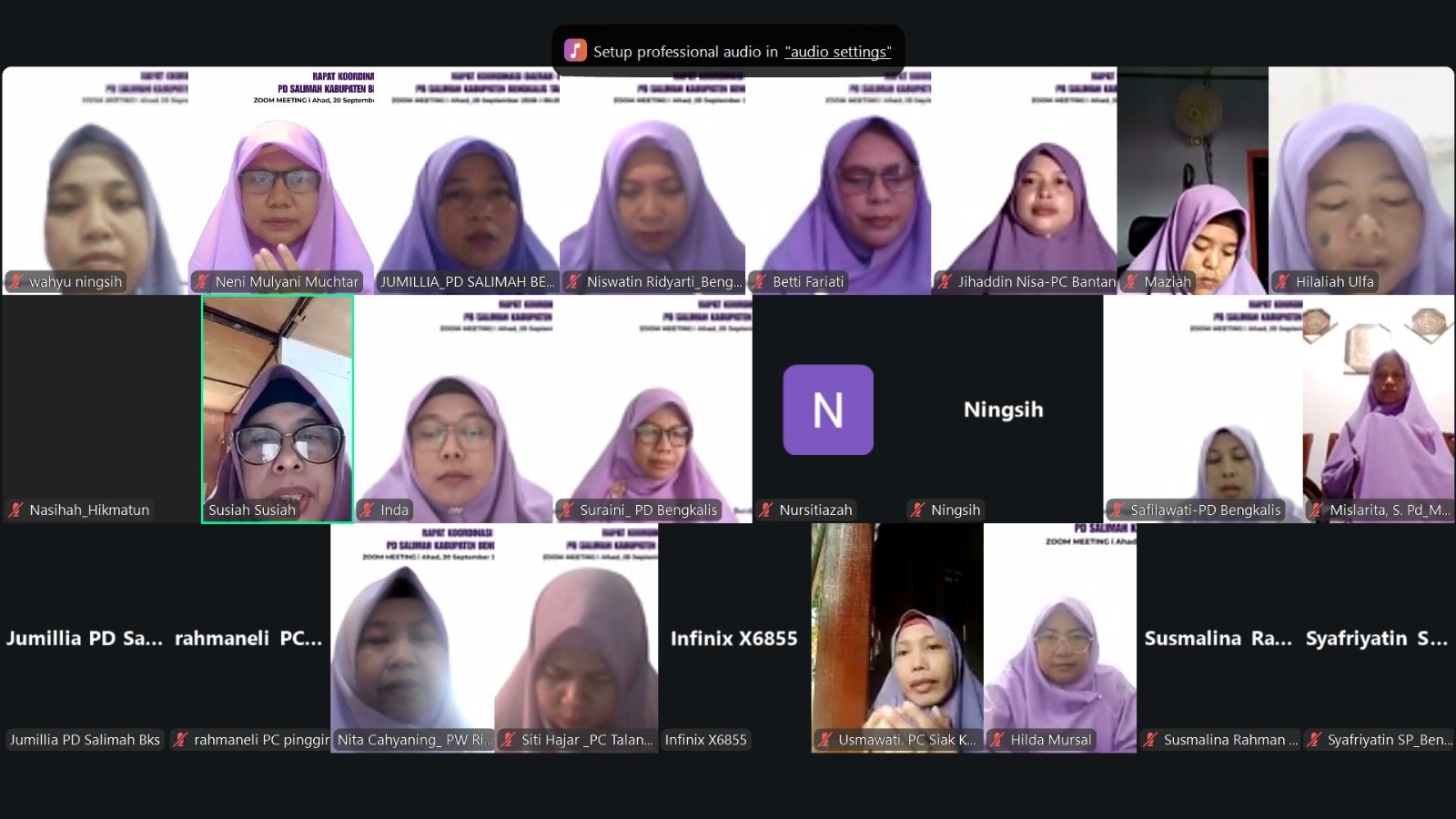Rakorda Salimah Kabupaten Bengkalis: Perkuat Sinergi dan Konsolidasi Organisasi